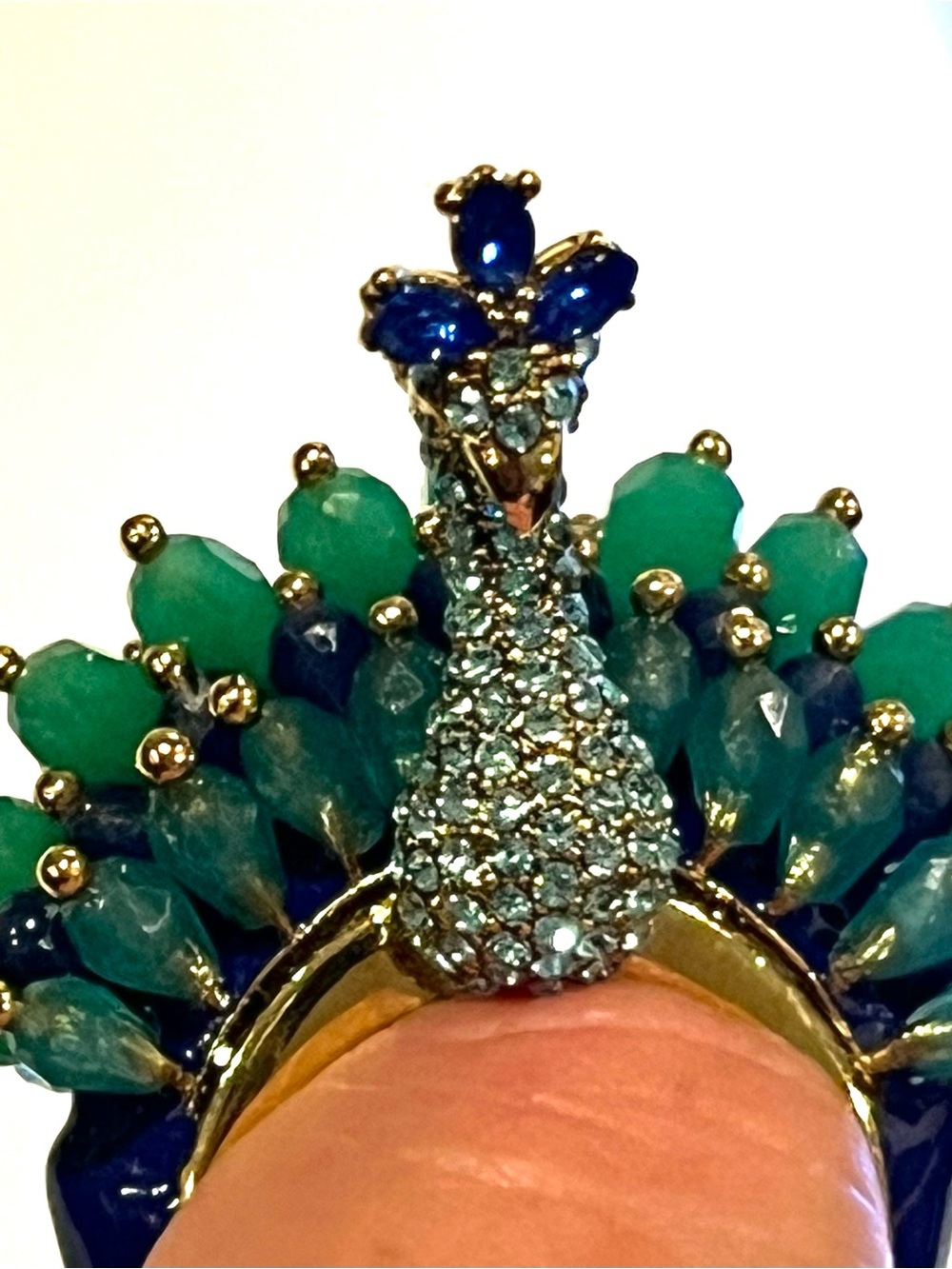 ♠️ Kate Spade Full Plume Peacock Statement Pave Crystals Cocktail Ring - Picture 11 of 12